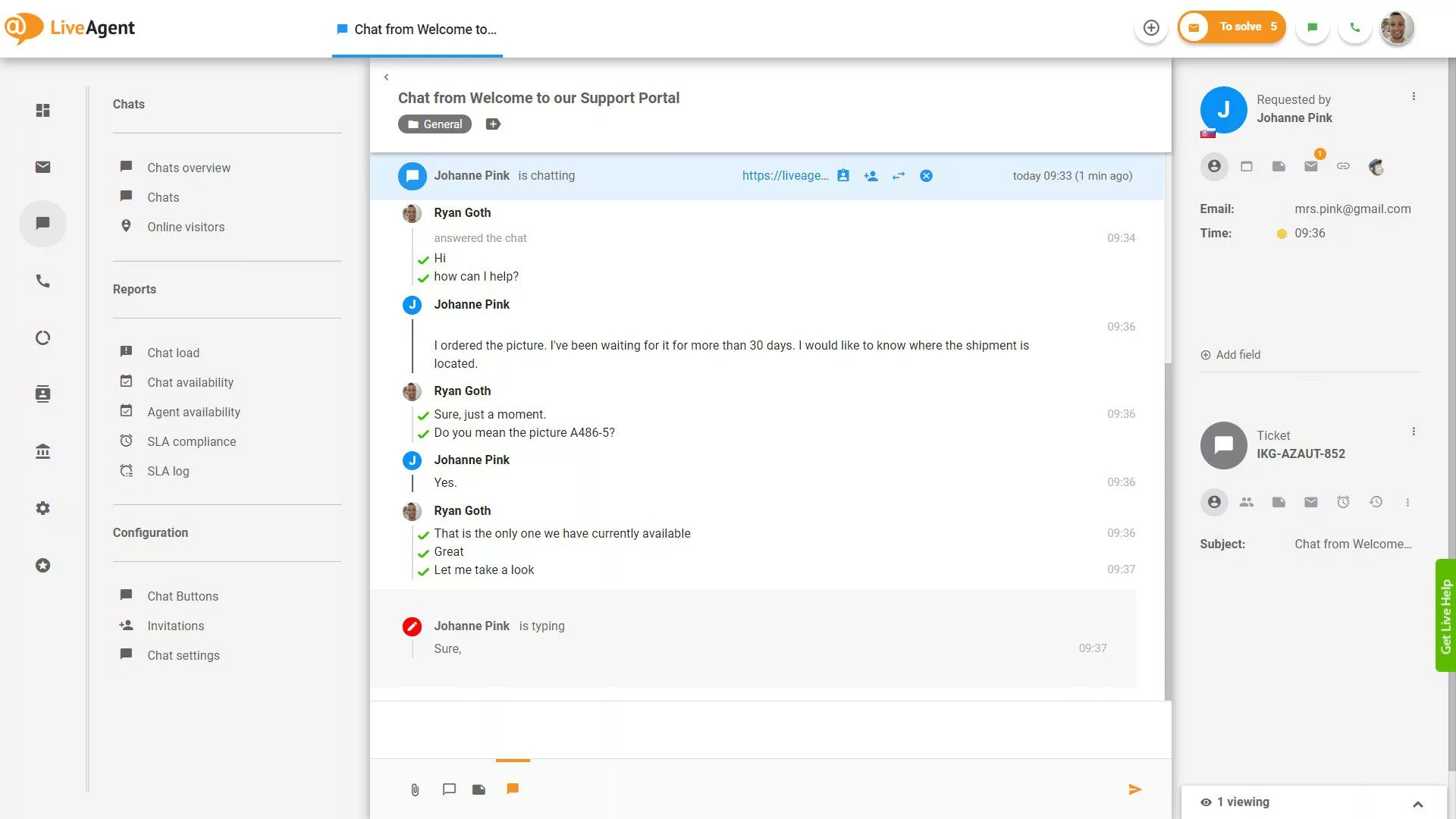 Folyamatos valós idejű gépelési nézet chat