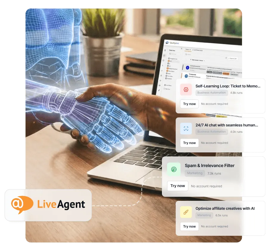 Frissítse LiveAgent próbaverzióját és kapjon 33% kedvezményt AI-ügynökökkel
