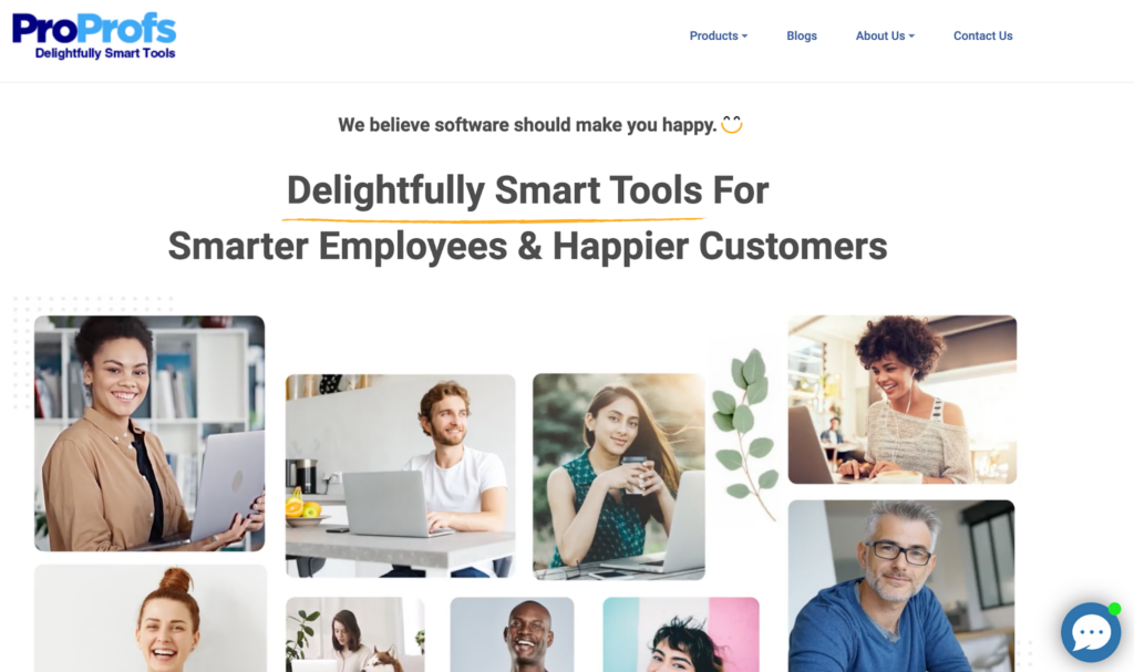 A ProProfs tudásbázis szoftver kezdőlapja