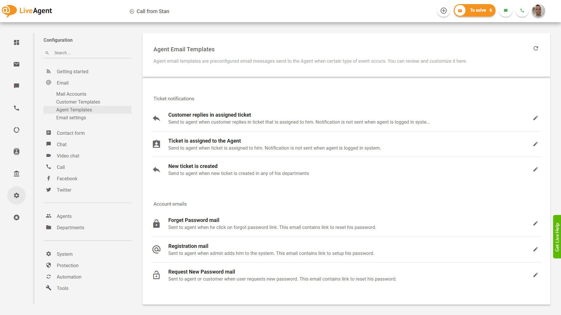 E-mail sablonok mentése és egyetlen kattintással történő telepítése a LiveAgent irányítópultján