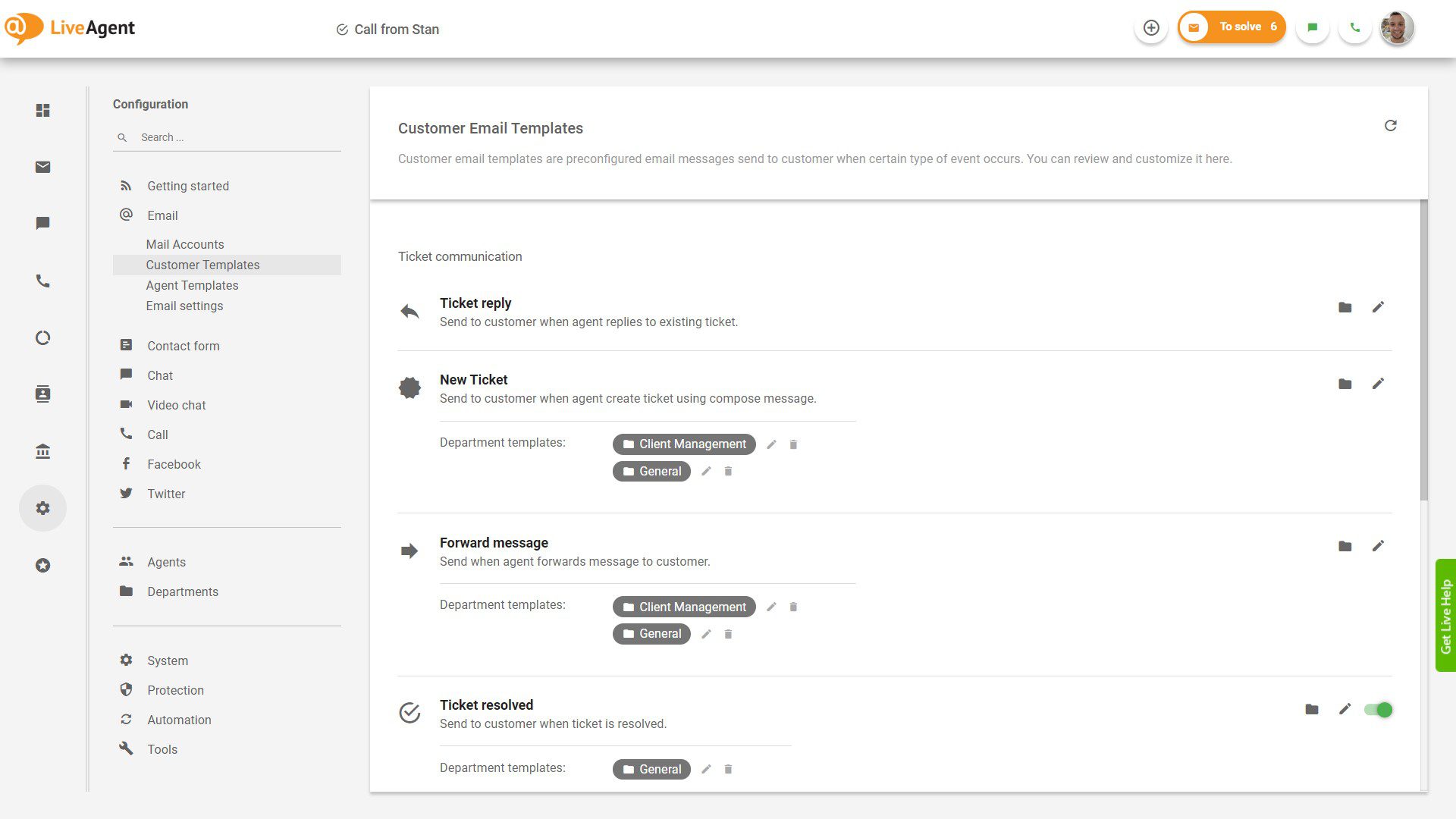 E-mail sablonok beállításai