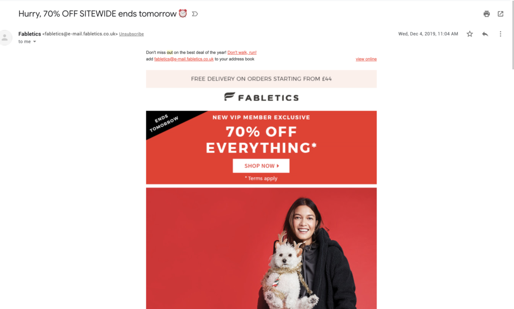 Fabletics utolsó lehetőség e-mail