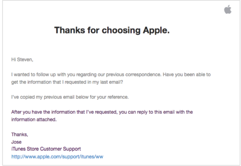 Apple követő e-mail