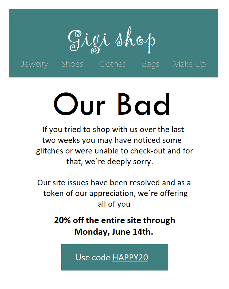 Bocsánatkérő e-mail példa