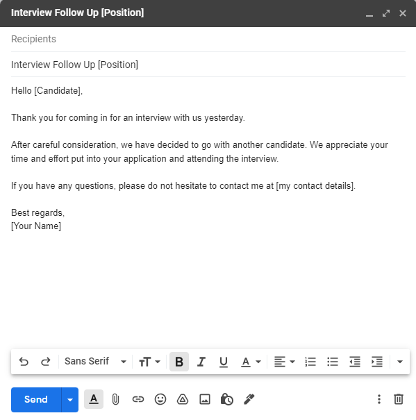 Interjú utáni követő e-mail