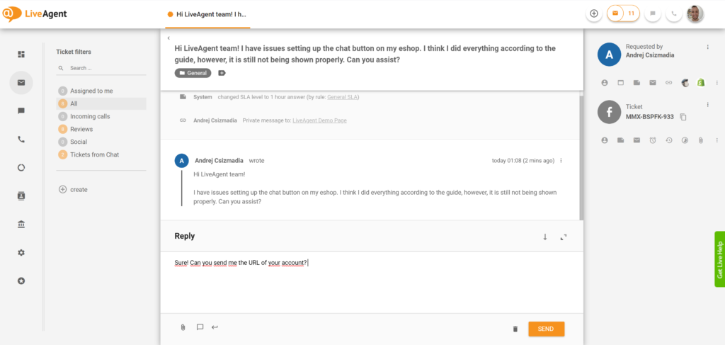 Válaszoljon Facebook Messenger üzenetekre a LiveAgent-ből