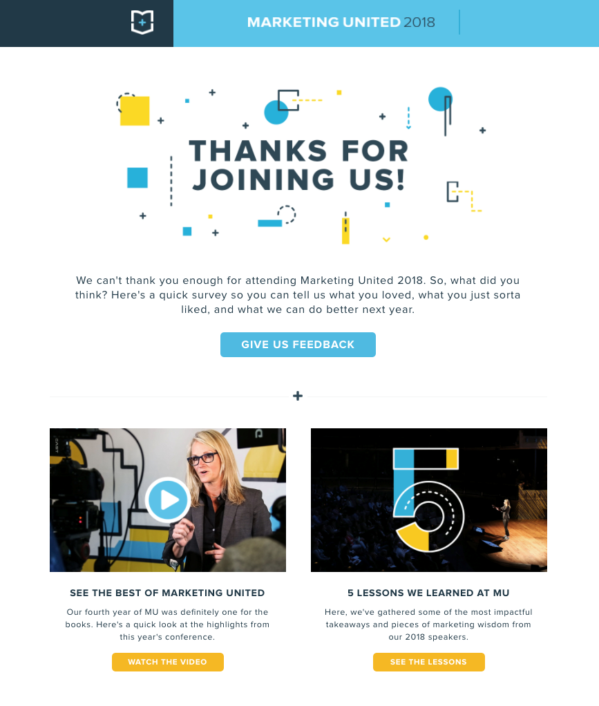 Marketing egység esemény utáni követő e-mail példa