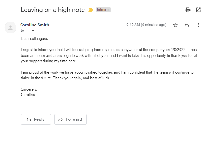 Felmondó e-mail példa