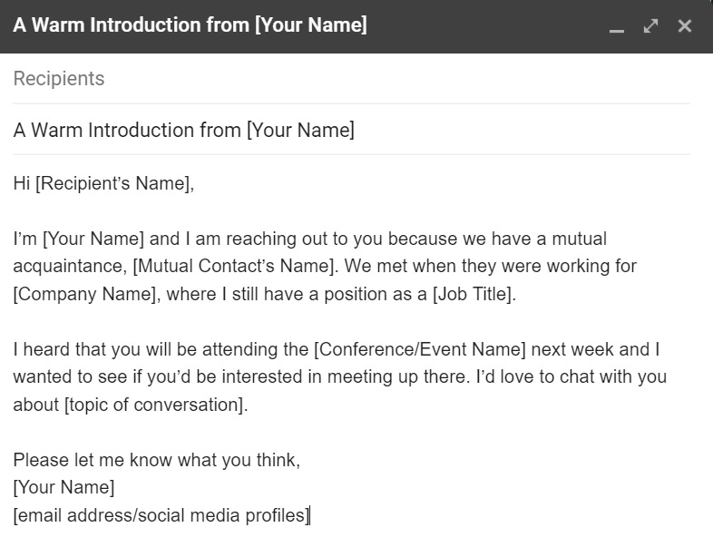 Meleg bevezetés e-mail sablon