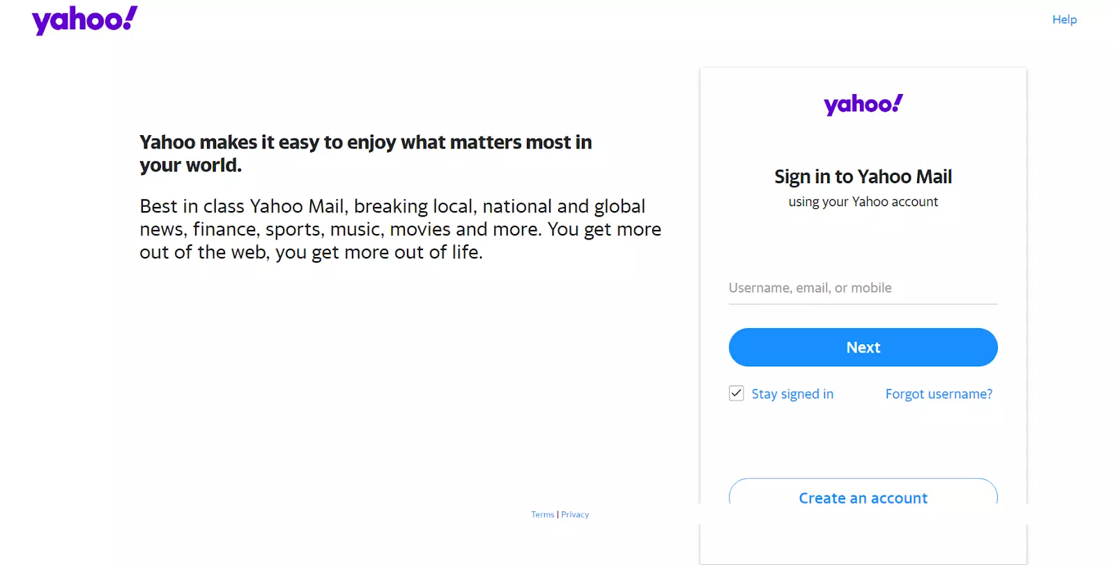 Yahoo Mail kezdőlap